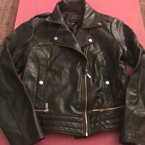 vegan leather motorcycle jacket— Green